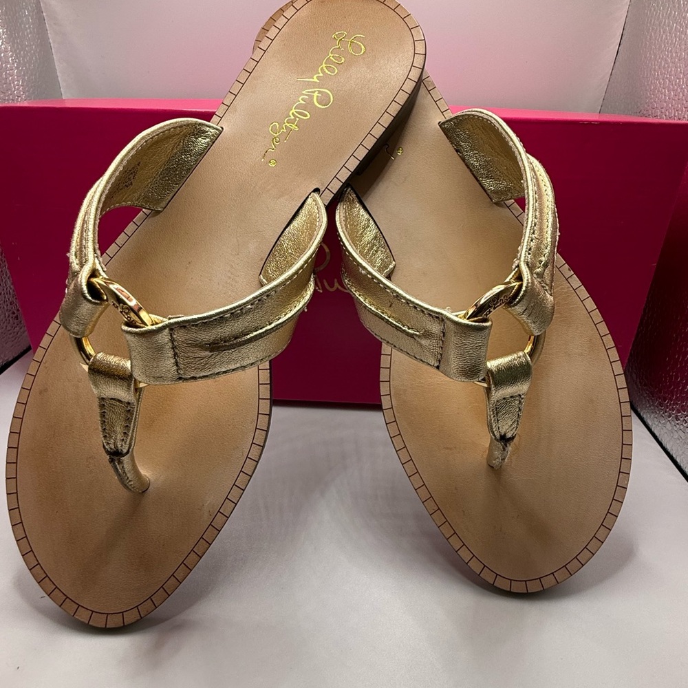 Lilly Pulitzer Gold Chain Accent Flats